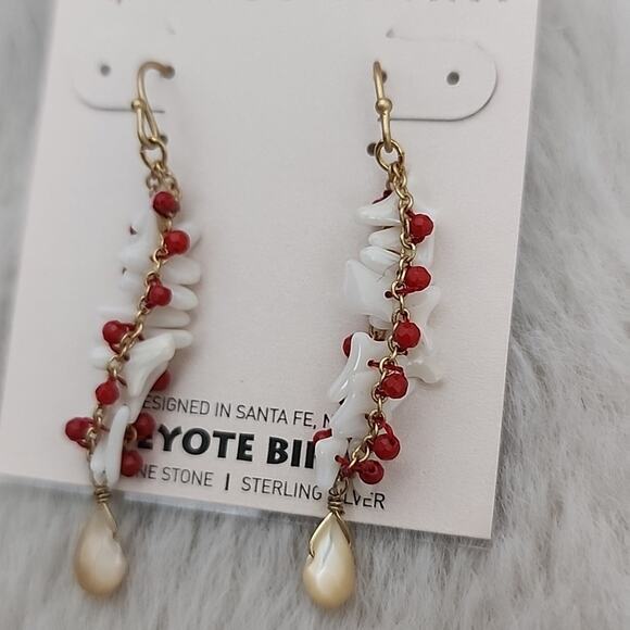 Gorgeous Daniel Coriz inlay earrings! Turquoise, spiny  NEW Peyote Bird Free Spirit Gold Chain Red Spiral Earrings with Shell Accents